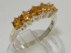 Solid 14k White Gold Natural Citrine womens Eternity Ring Customizable