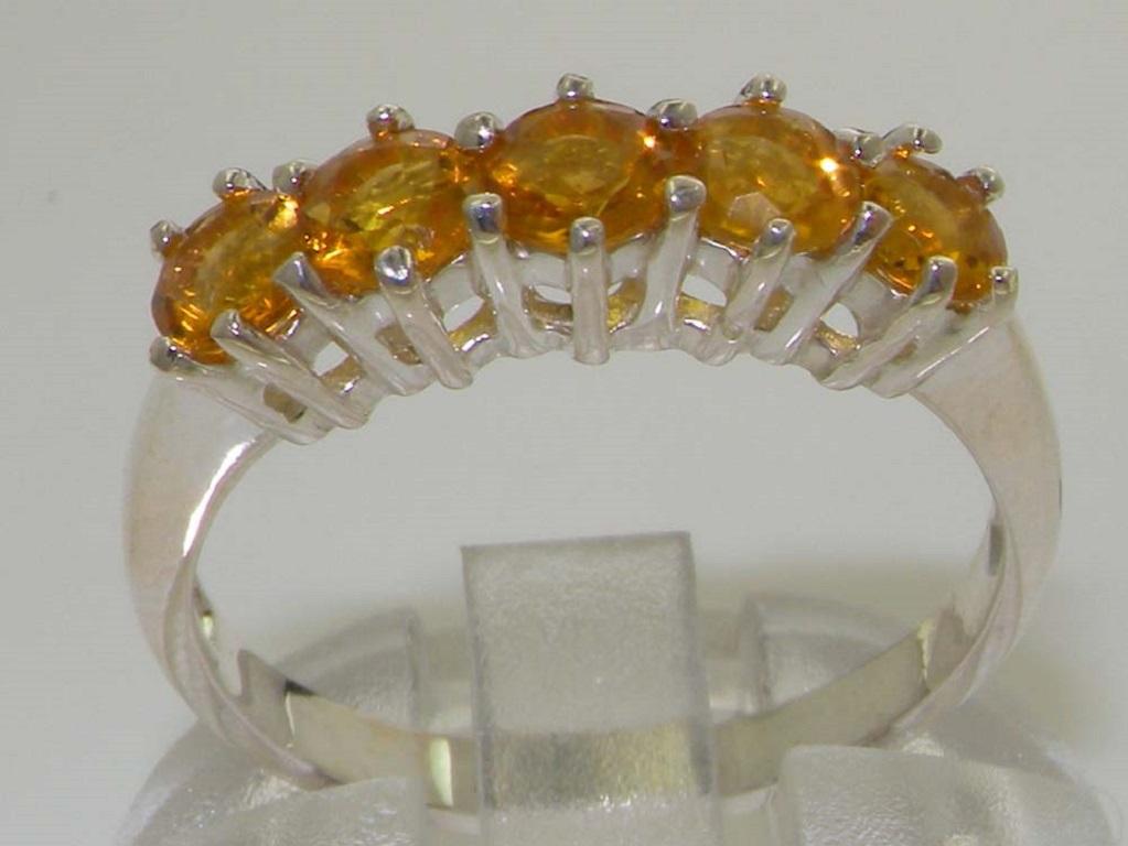 For Sale:  Solid 14k White Gold Natural Citrine womens Eternity Ring Customizable 3