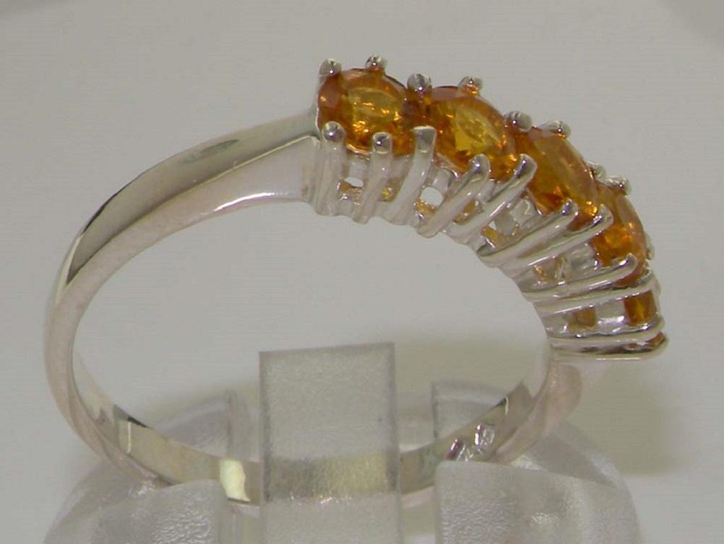 For Sale:  Solid 14k White Gold Natural Citrine womens Eternity Ring Customizable 4