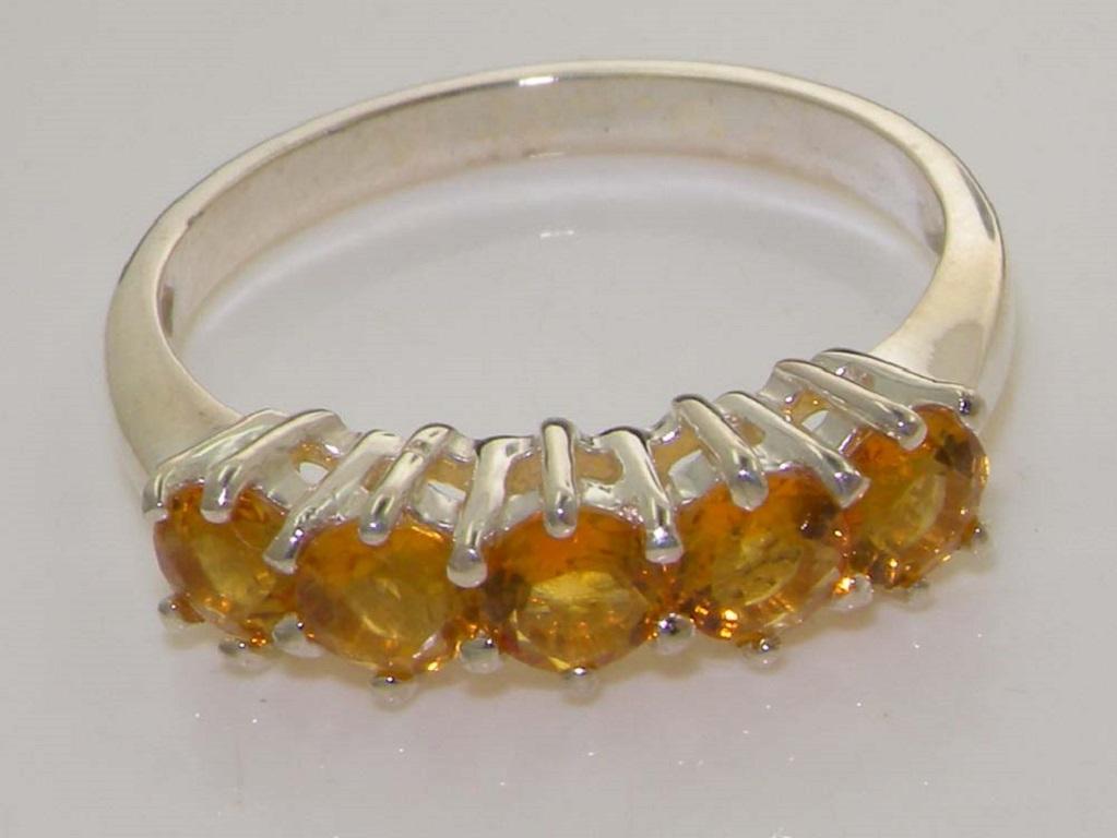 For Sale:  Solid 14k White Gold Natural Citrine womens Eternity Ring Customizable 6