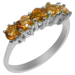 Solid 14k White Gold Natural Citrine womens Eternity Ring Customizable