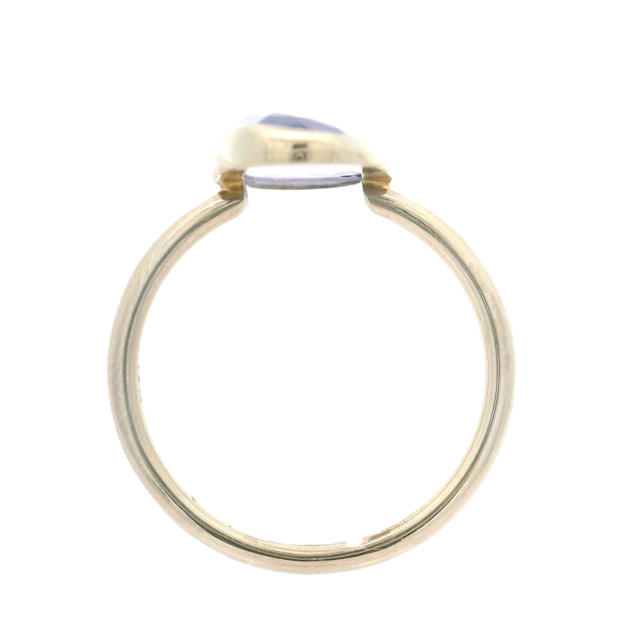 Anillo solitario de tanzanita de corte natural en oro blanco macizo de 14 quilates en venta 2