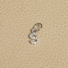 Solid 14k White Gold Natural H/Si Diamond S Letter Charm Minimalist Pendant