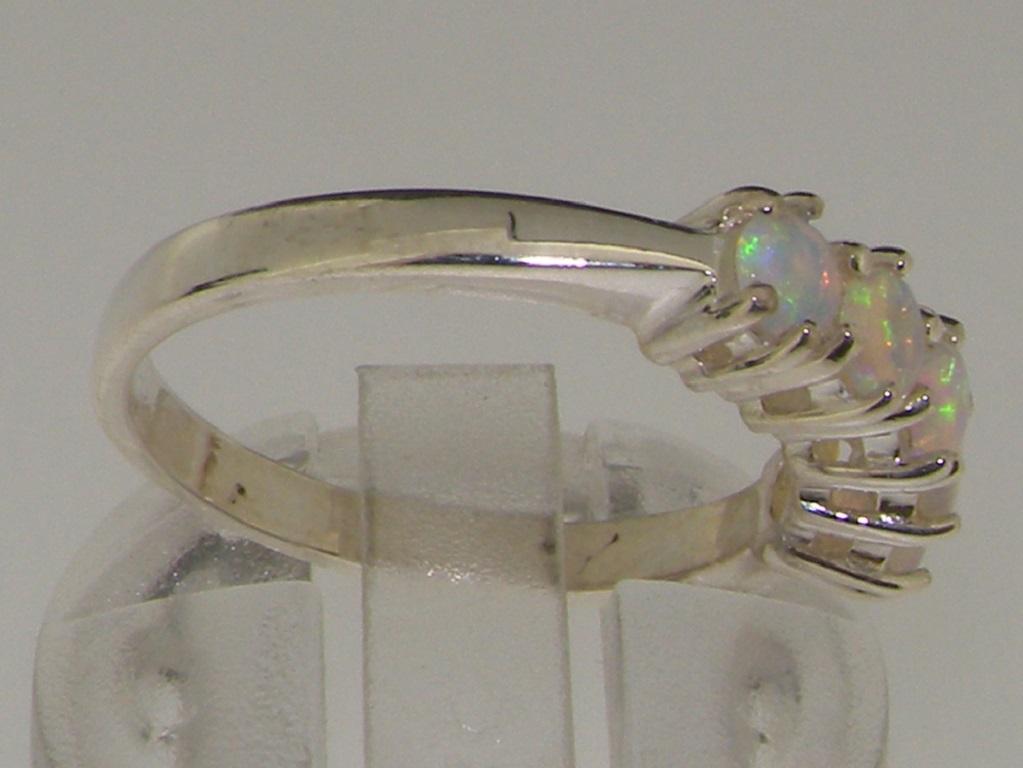 For Sale:  Solid 14k White Gold Natural Opal womens Eternity Ring, Customizable 4