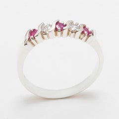 Solid 14k White Gold Natural Ruby & Diamond womens Eternity Ring Customizable