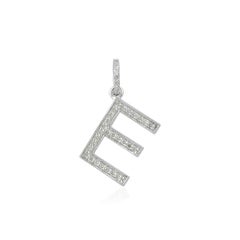 Solid 14k White Gold Natural White Diamond E Initial Letter Charm Gift Pendant
