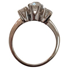 Solid 14k White Gold Old Mine Cut Diamond Ring