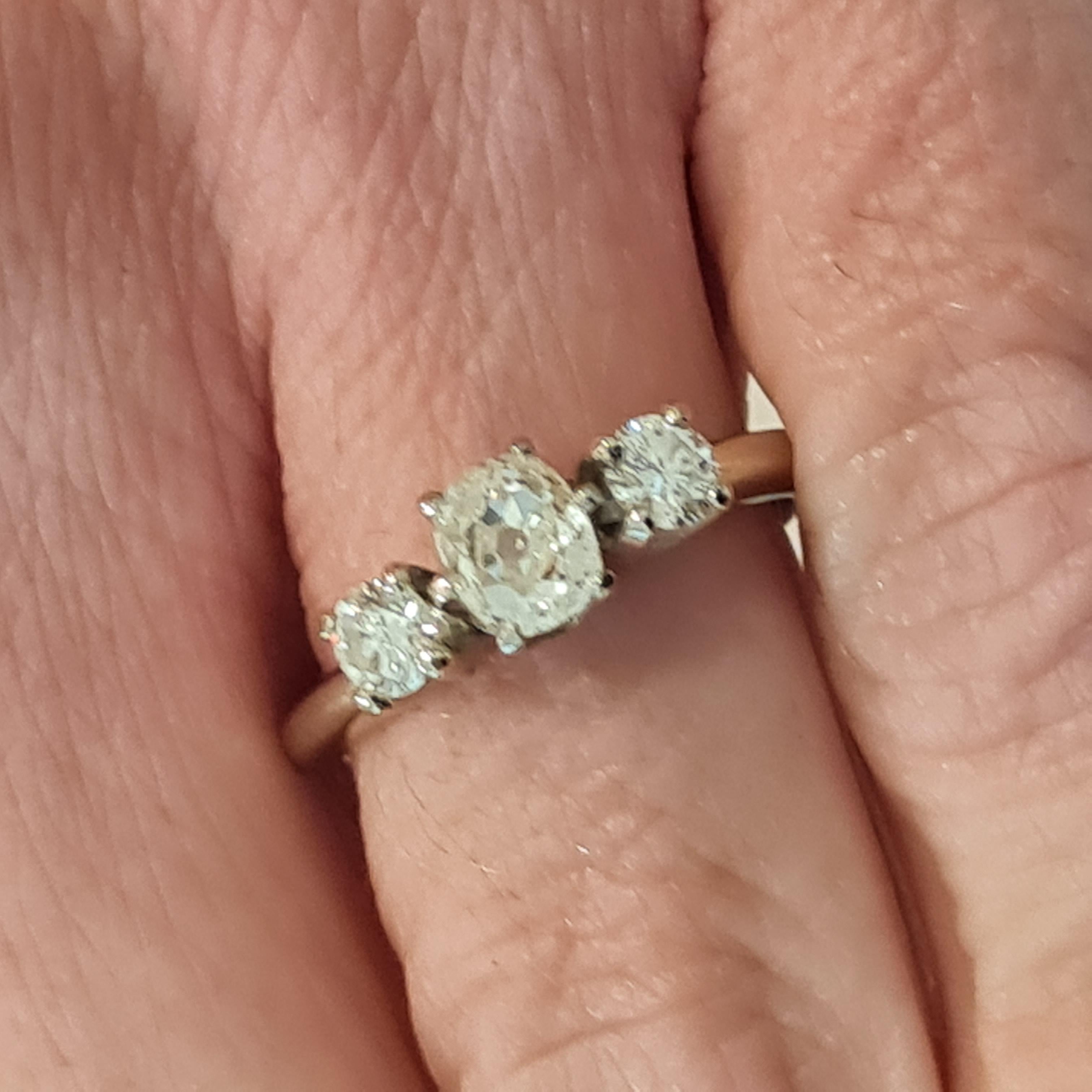 Solid 14k White Gold Old Mine Cut Diamond Ring For Sale 3