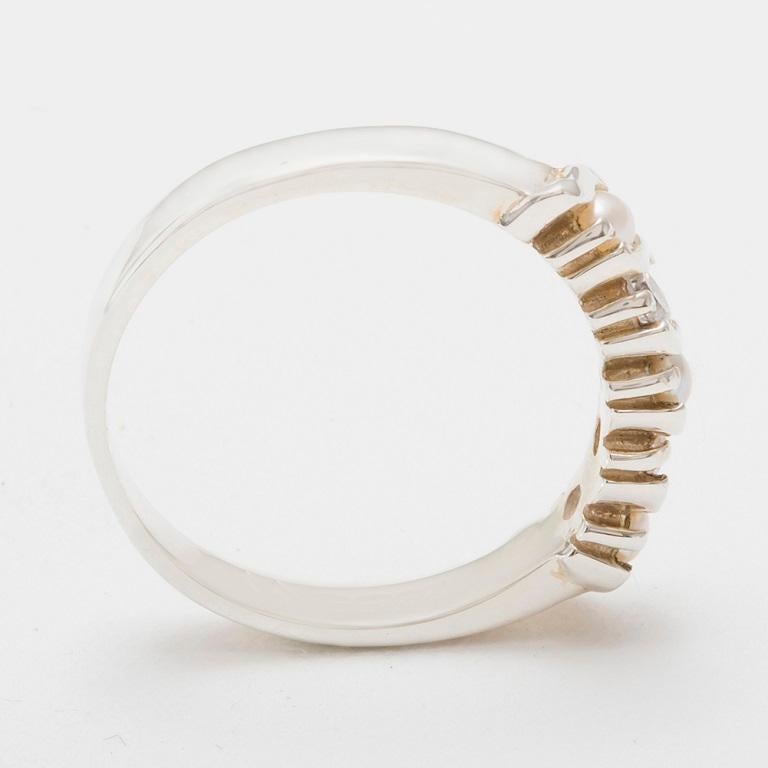For Sale:  Solid 14k White Gold Pearl & Diamond womens Eternity Ring Customizable 3