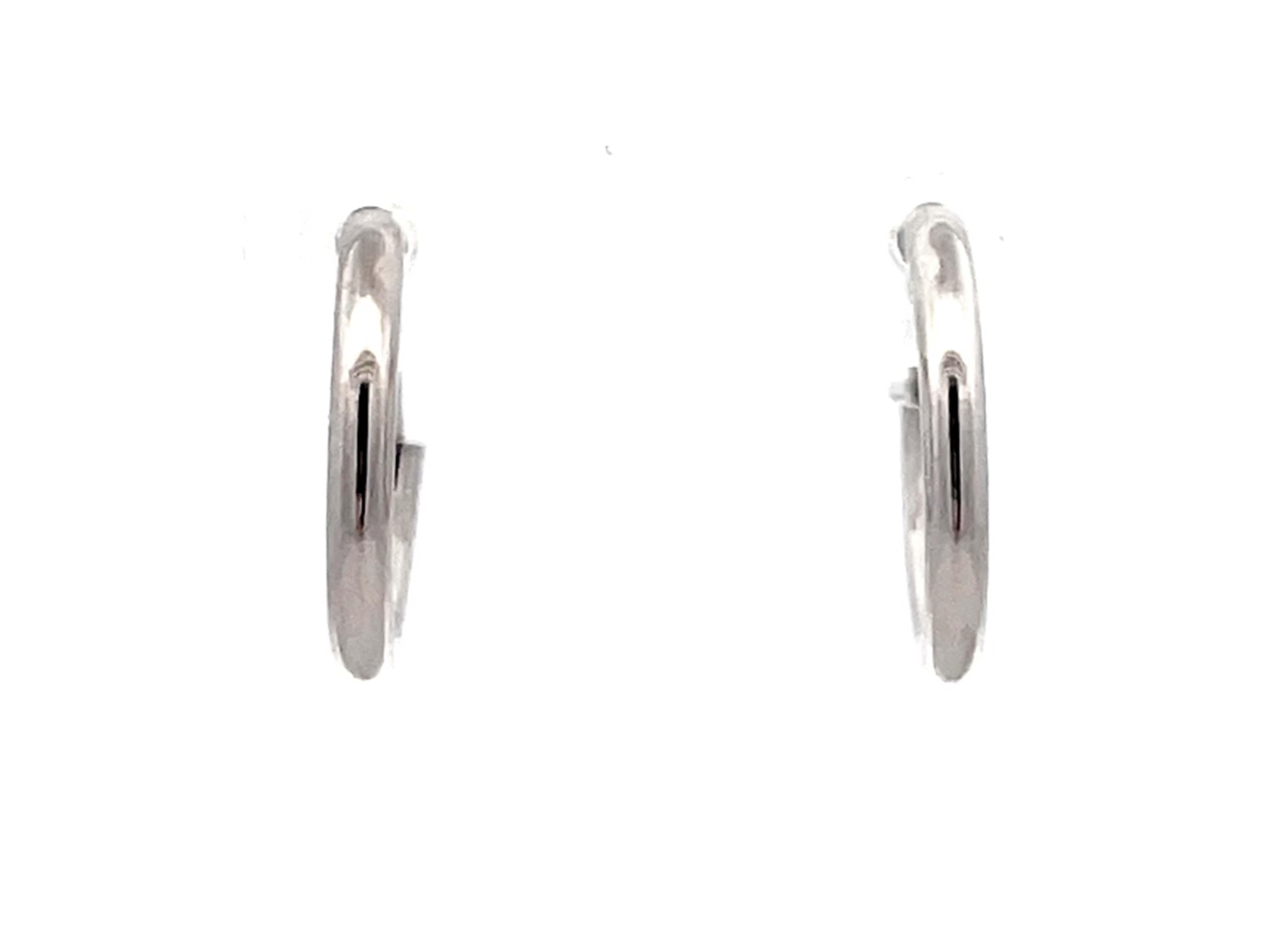 Modern Solid 14K White Gold Small Hoop Earrings For Sale