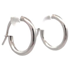 Vintage Solid 14K White Gold Small Hoop Earrings