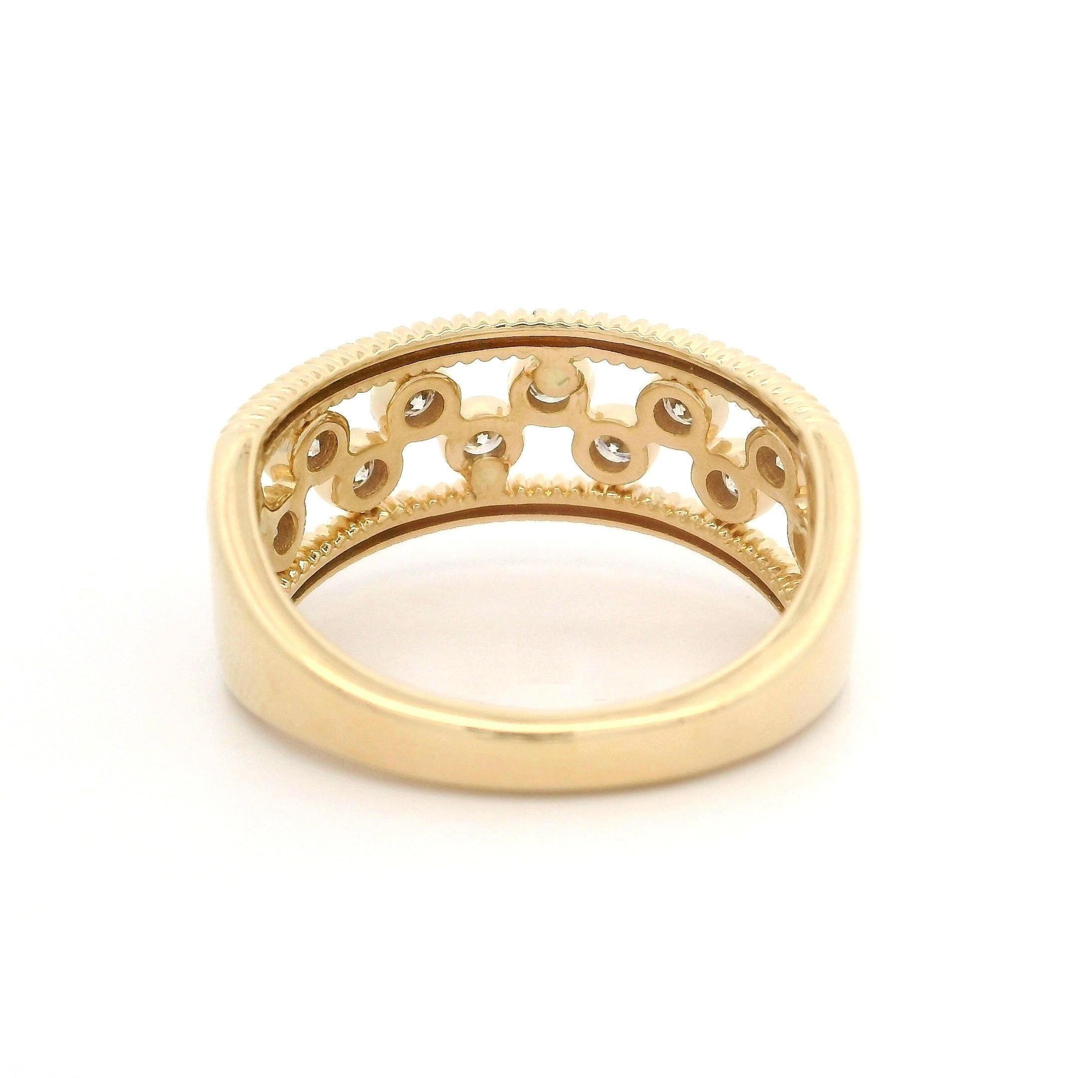 Taglio brillante Anello a fascia aperta con diamante fluttuante in oro giallo massiccio 14k da 0,50 ct. in vendita