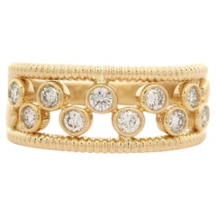 Solid 14k Yellow Gold 0.50ctw Floating Diamond Wide Open Work Band Ring