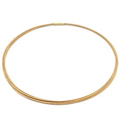 Solid 14k Yellow Gold 10 Strand Cable Wire Flexible Necklace Push Clasp