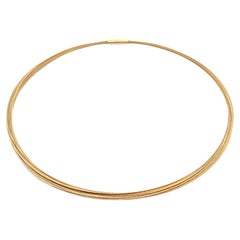 Solid 14k Yellow Gold 10 Strand Cable Wire Flexible Necklace Push Clasp