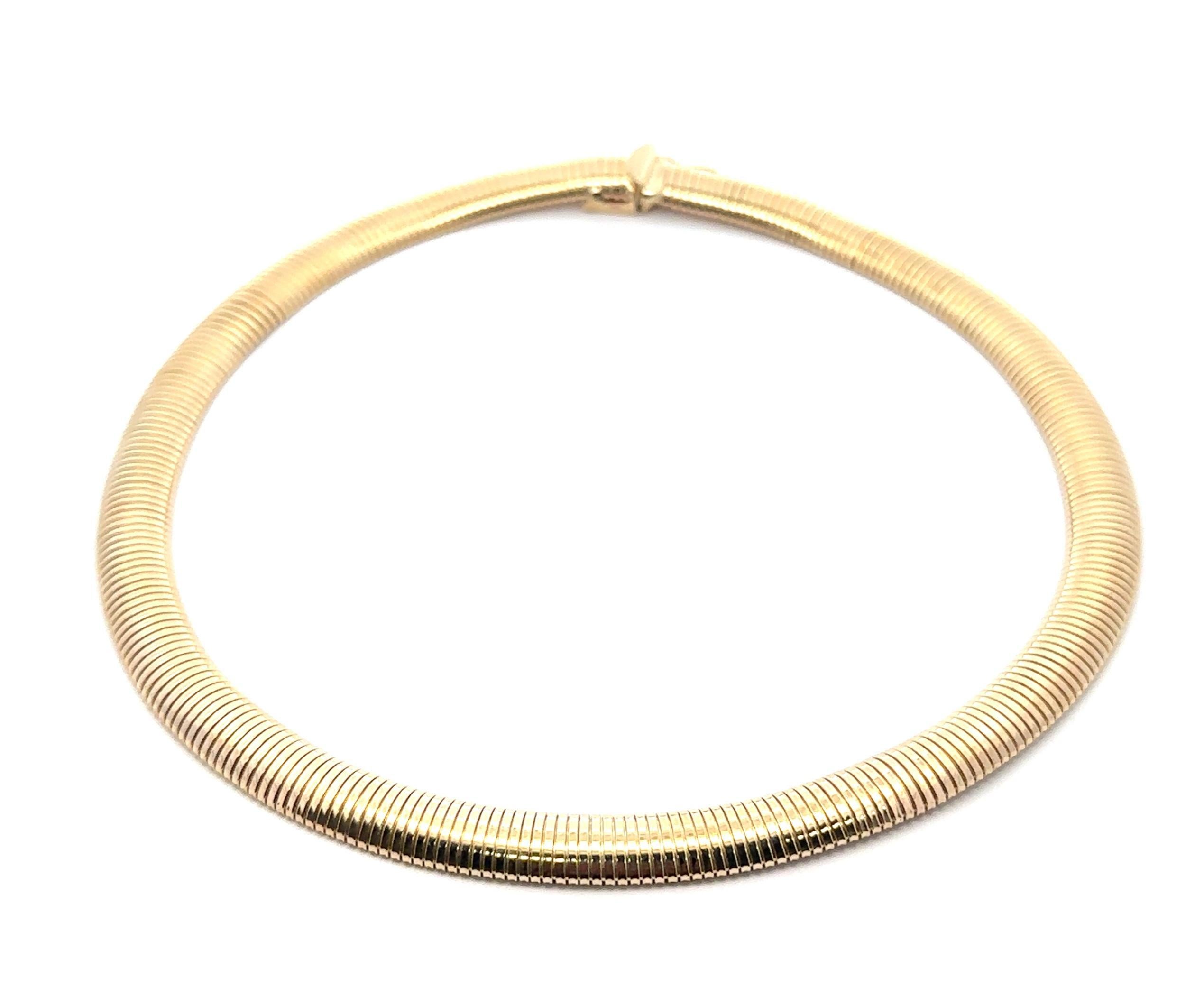 Solid 14k Yellow Gold 16.5" 9.4mm Wide Tubogas Choker Link Chain Necklace