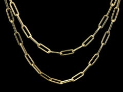 Solid 14k Yellow Gold 17" Open Paper Clip Link Chain Necklace w/ Lobster Claw
