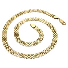 Solid 14k Yellow Gold 18" 7mm Wide Flat Bismark Link Chain Necklace
