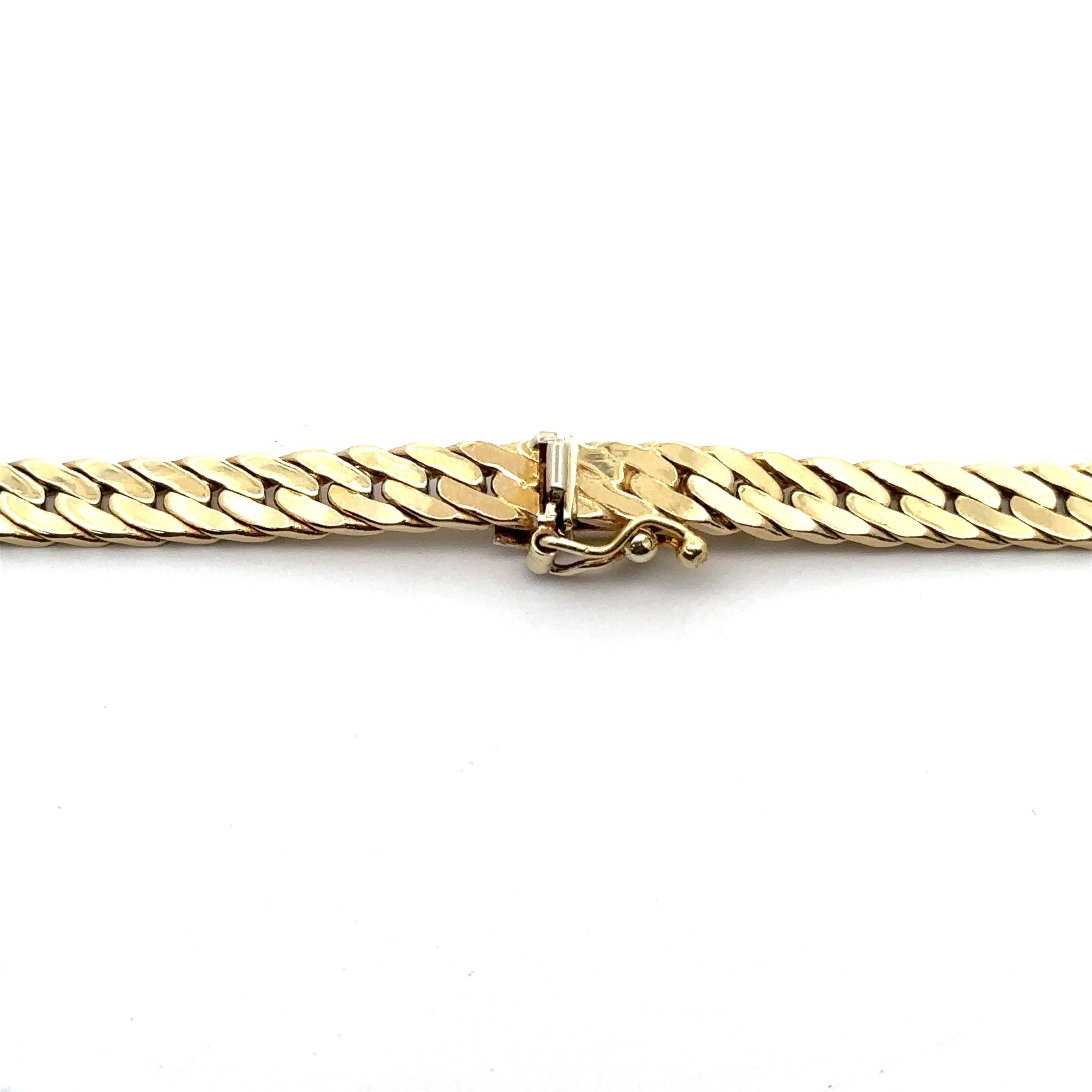 Gliederkette aus massivem 14k Gelbgold mit flacher Kugelverschluss und Druckverschluss 18