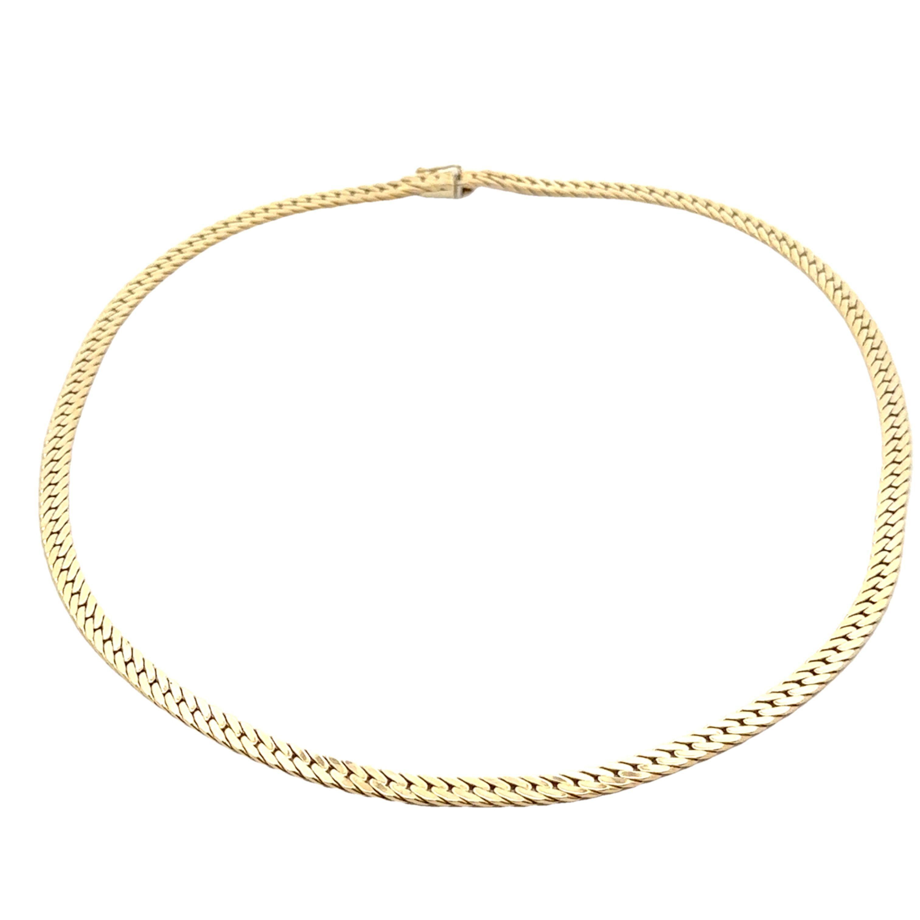 Gliederkette aus massivem 14k Gelbgold mit flacher Kugelverschluss und Druckverschluss 18