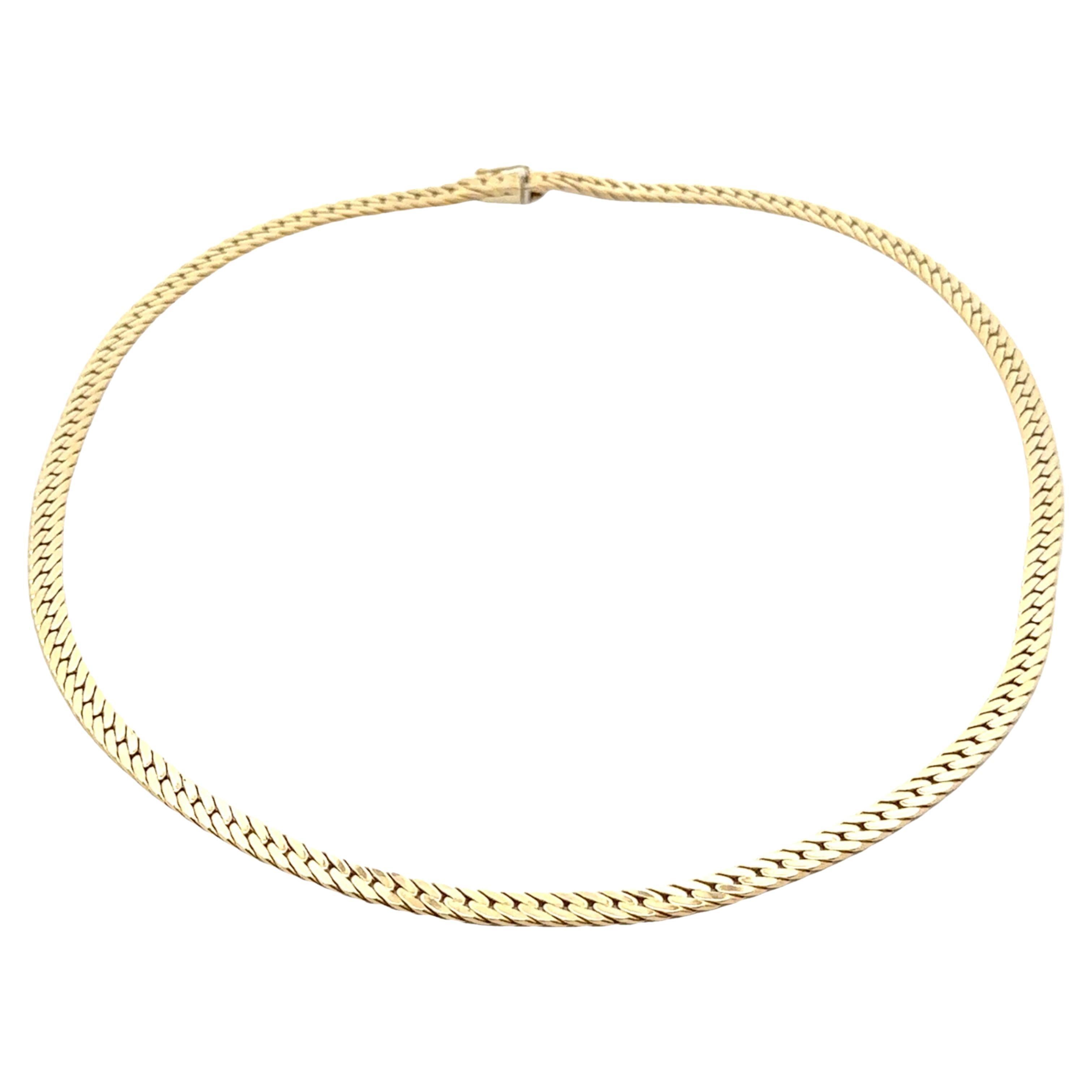 Gliederkette aus massivem 14k Gelbgold mit flacher Kugelverschluss und Druckverschluss 18" im Angebot