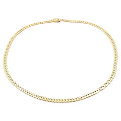 Collana con catena a maglie piatte in oro giallo massiccio 14k da 18" con chiusura a pressione
