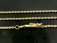 Solid 14k Yellow Gold 18" Rope Link Chain Necklace w/ Barrel Clasp