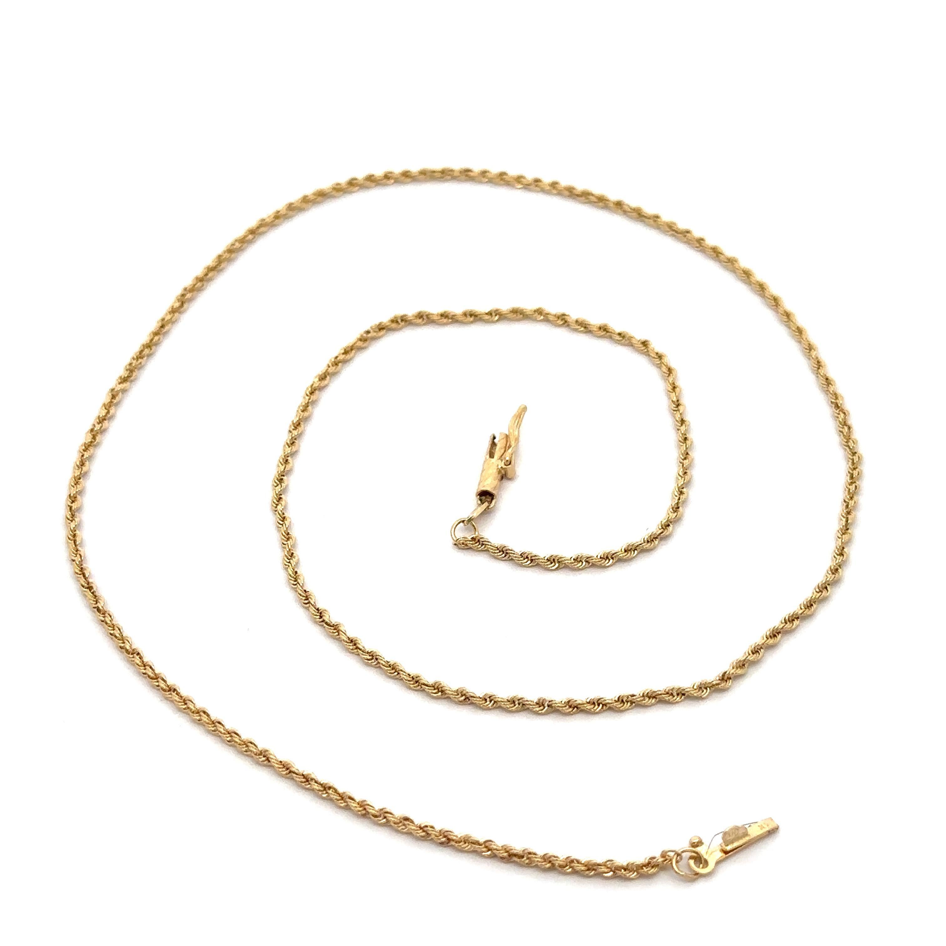 Collana con catena a maglie in oro giallo massiccio 14k da 18