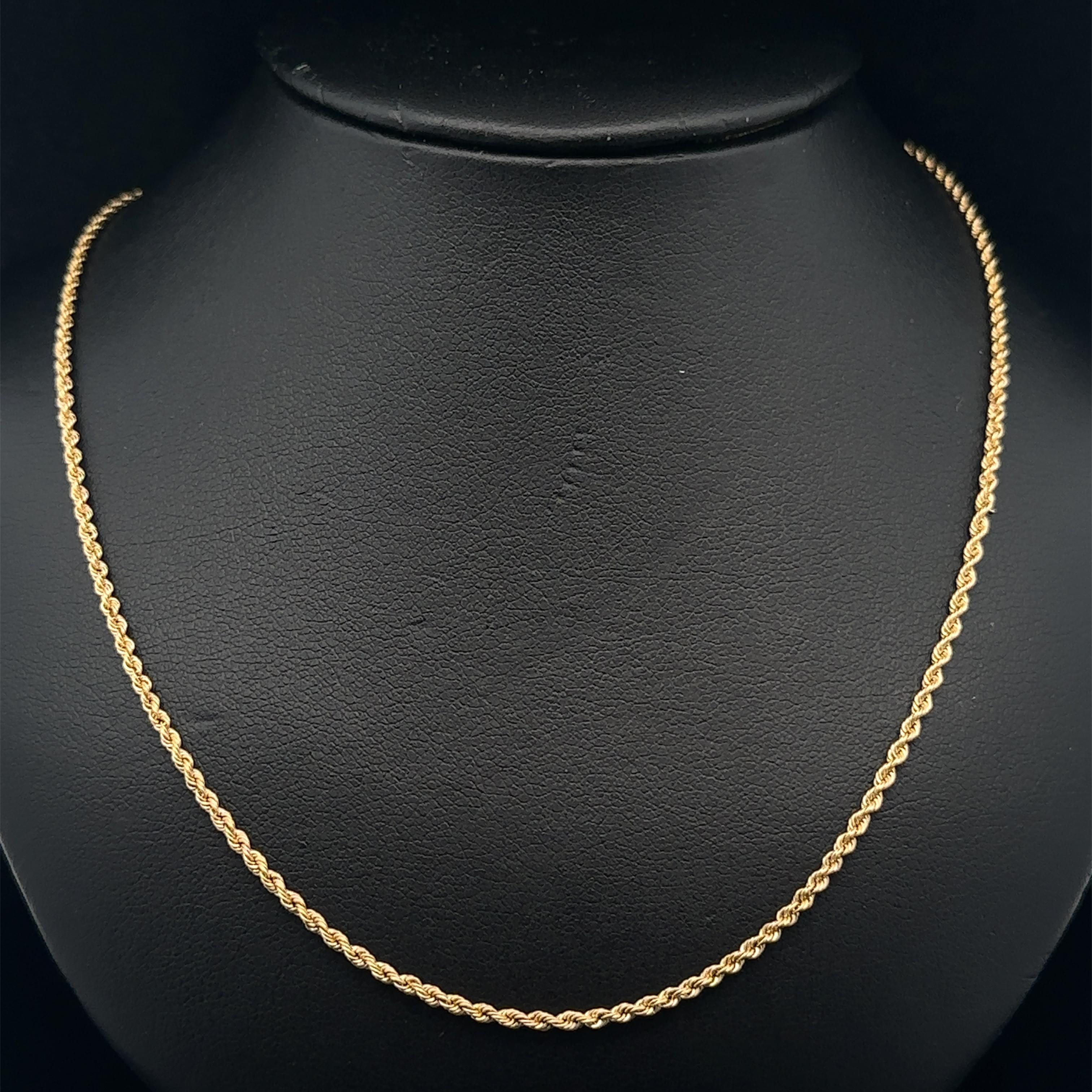 Collana con catena a maglie in oro giallo massiccio 14k da 18