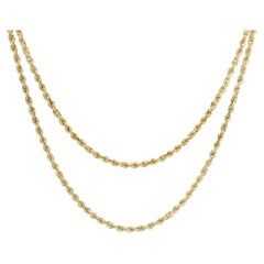 Solid 14k Yellow Gold 18" Rope Link Chain Necklace w/ Barrel Clasp
