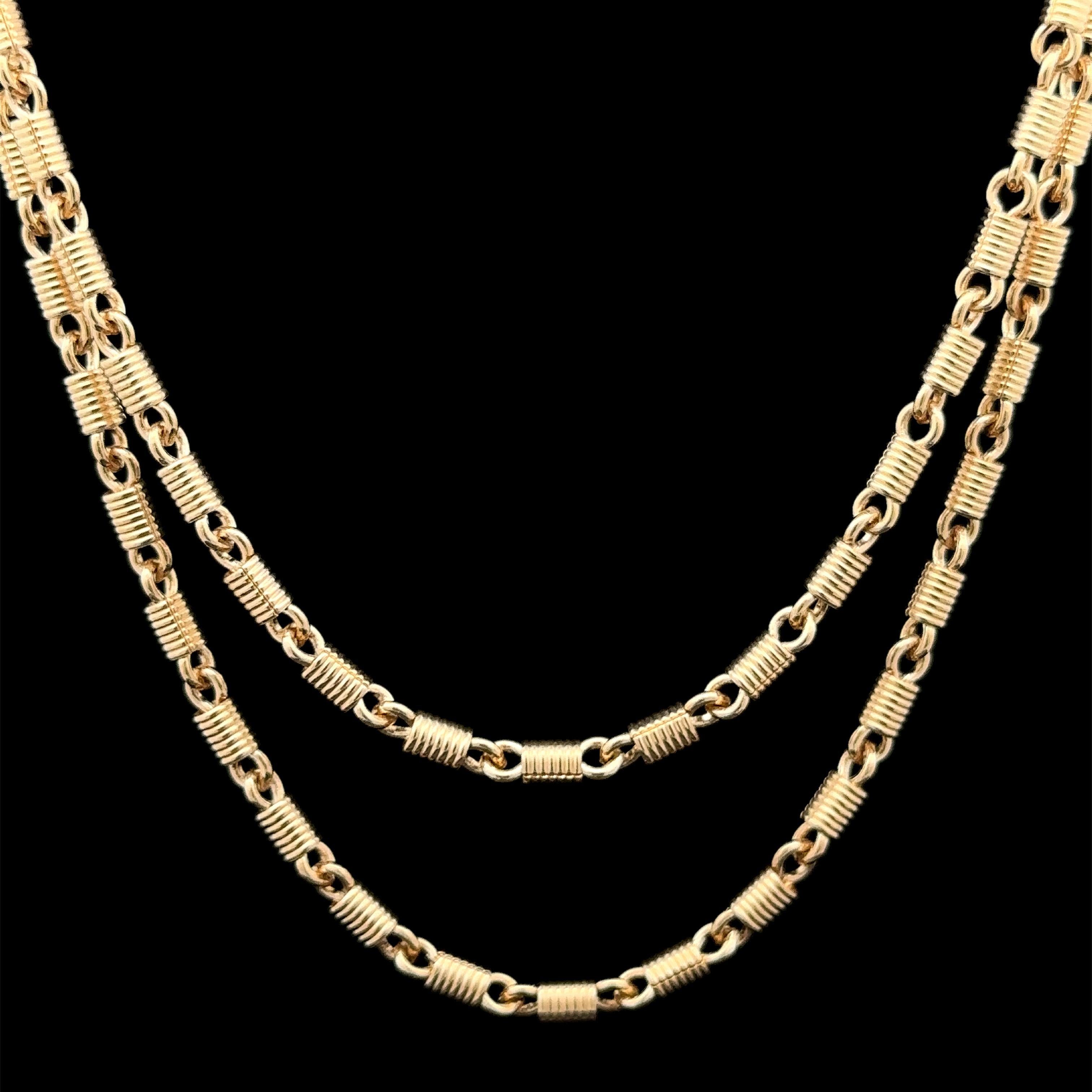 Collier en or jaune 14k massif avec chaîne à maillons cylindriques et griffe de homard de 18,5 pouces Excellent état - En vente à Montclair, NJ