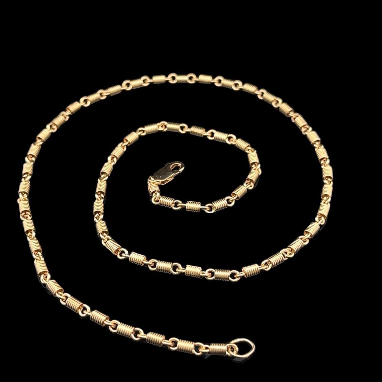 Collier en or jaune 14k massif avec chaîne à maillons cylindriques et griffe de homard de 18,5 pouces en vente 1