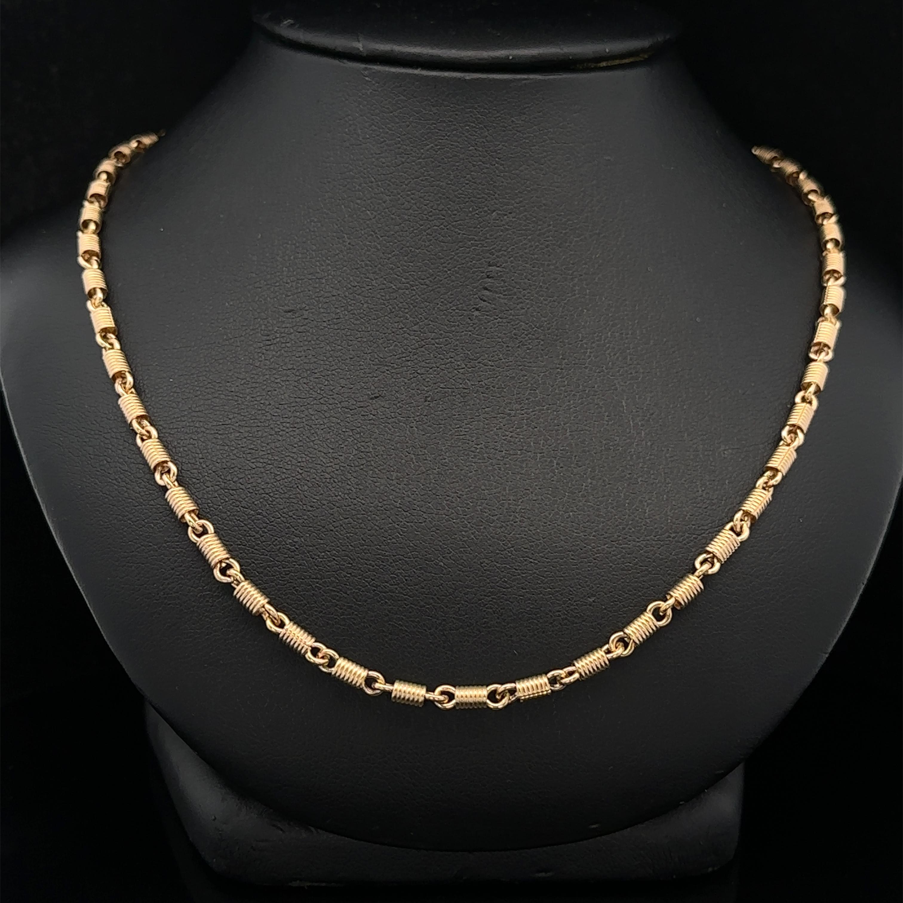 Collier en or jaune 14k massif avec chaîne à maillons cylindriques et griffe de homard de 18,5 pouces en vente 2