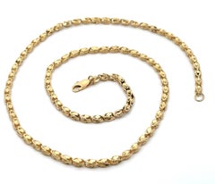 Collar de cadena de eslabones de fantasía de 19" de oro amarillo macizo de 14k con corte de diamante