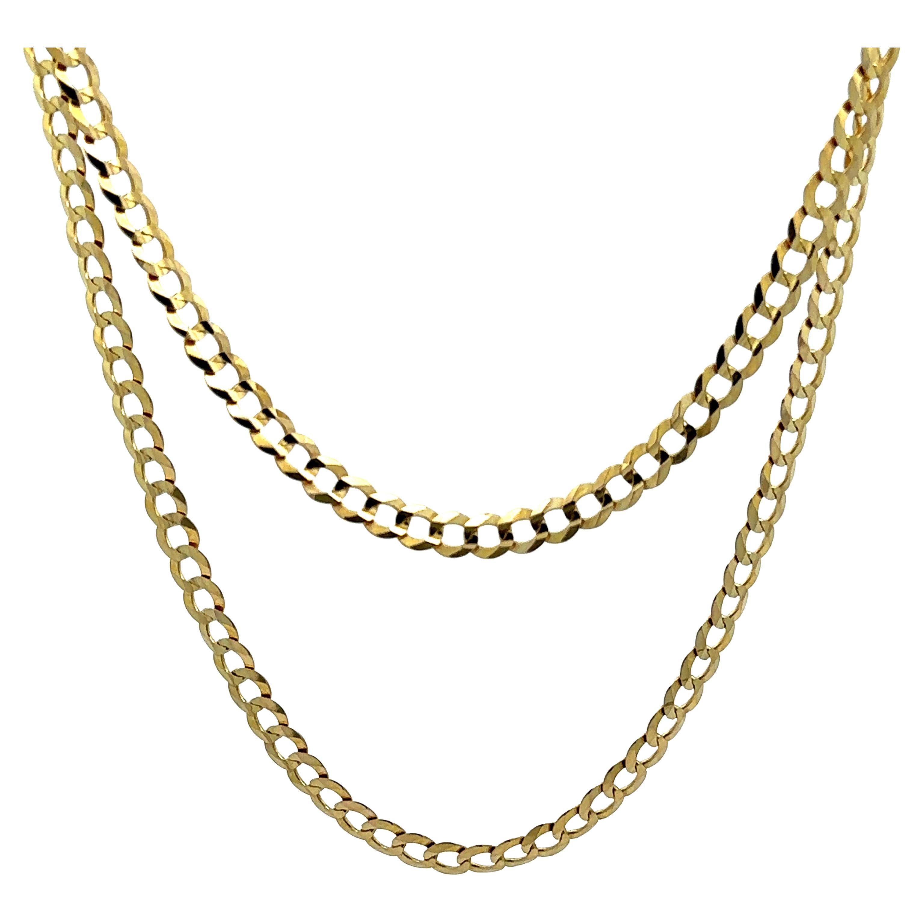 Oro amarillo macizo de 14k Collar de cadena de eslabones cubana clásica de 20" con pinza de langosta