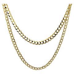 Solid 14k Yellow Gold 20" Classic Cuban Curb Link Chain Necklace w/ Lobster Claw