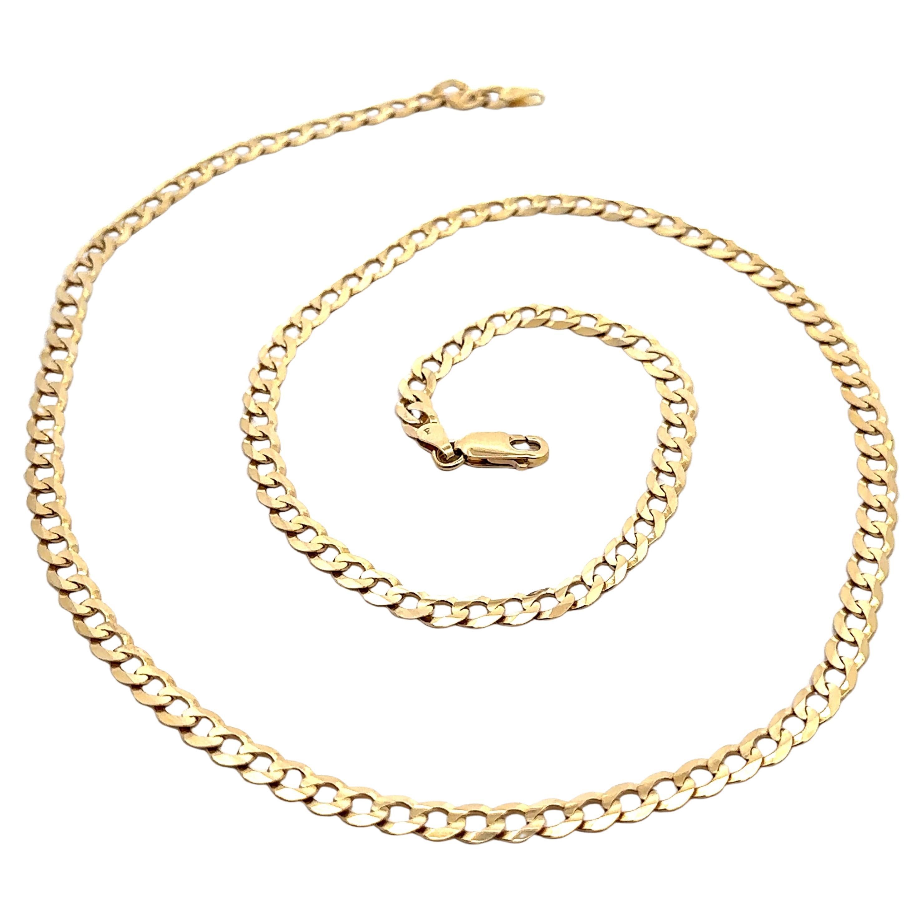 Oro amarillo macizo de 14k Collar de cadena de eslabones cubana clásica de 22" con pinza de langosta