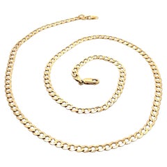 Solid 14k Yellow Gold 22" Classic Cuban Curb Link Chain Necklace w/ Lobster Claw