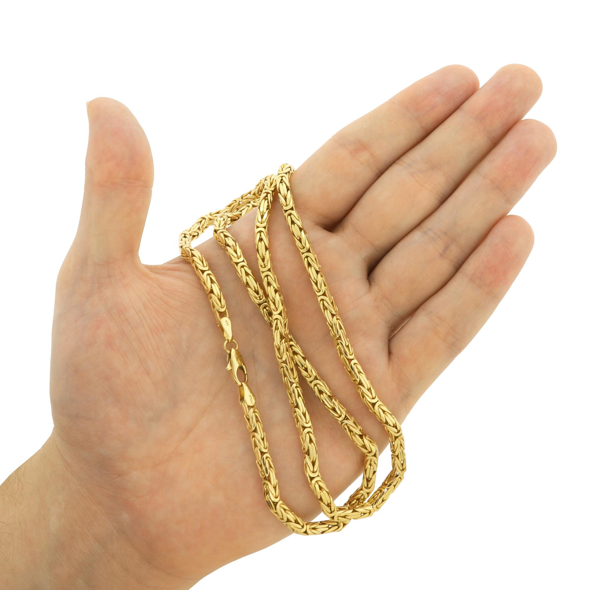 Solid 14K Yellow Gold Square Byzantine 