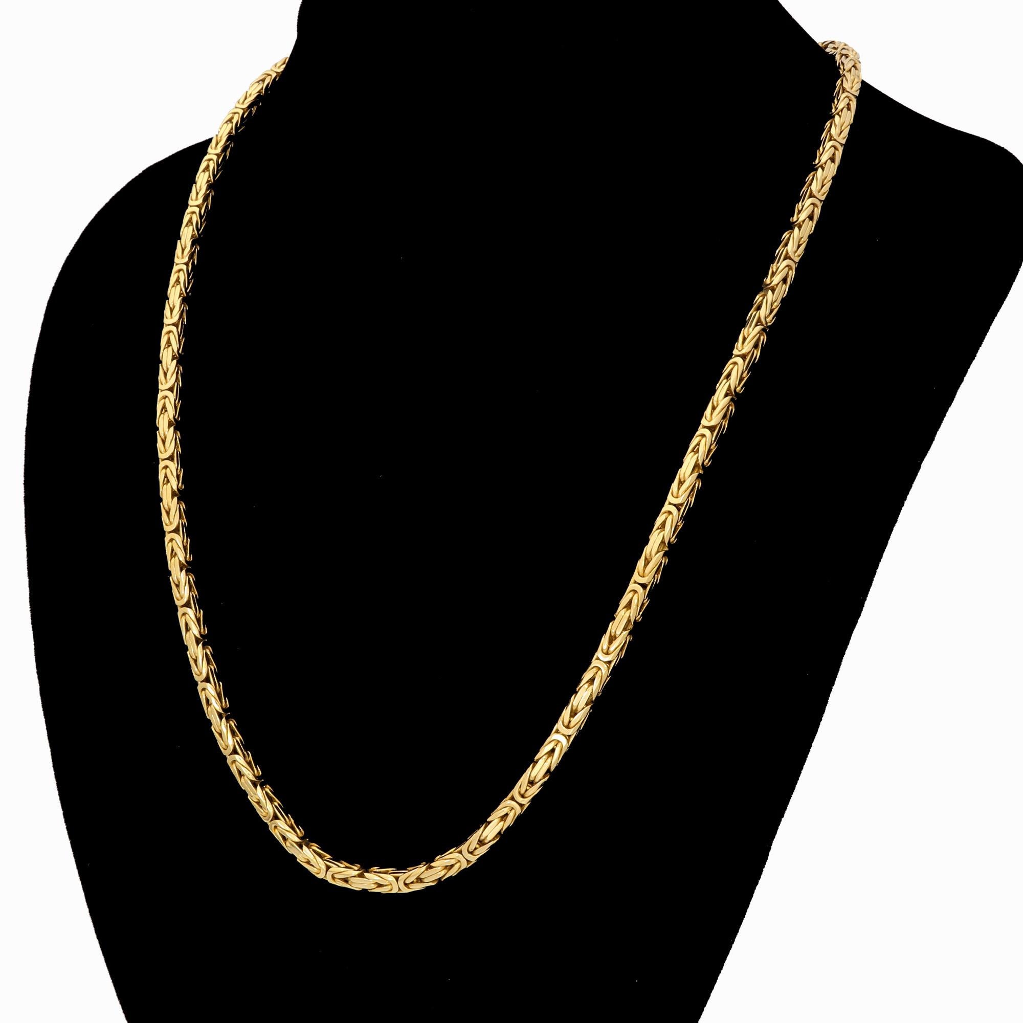 Solid 14K Yellow Gold Square Byzantine 