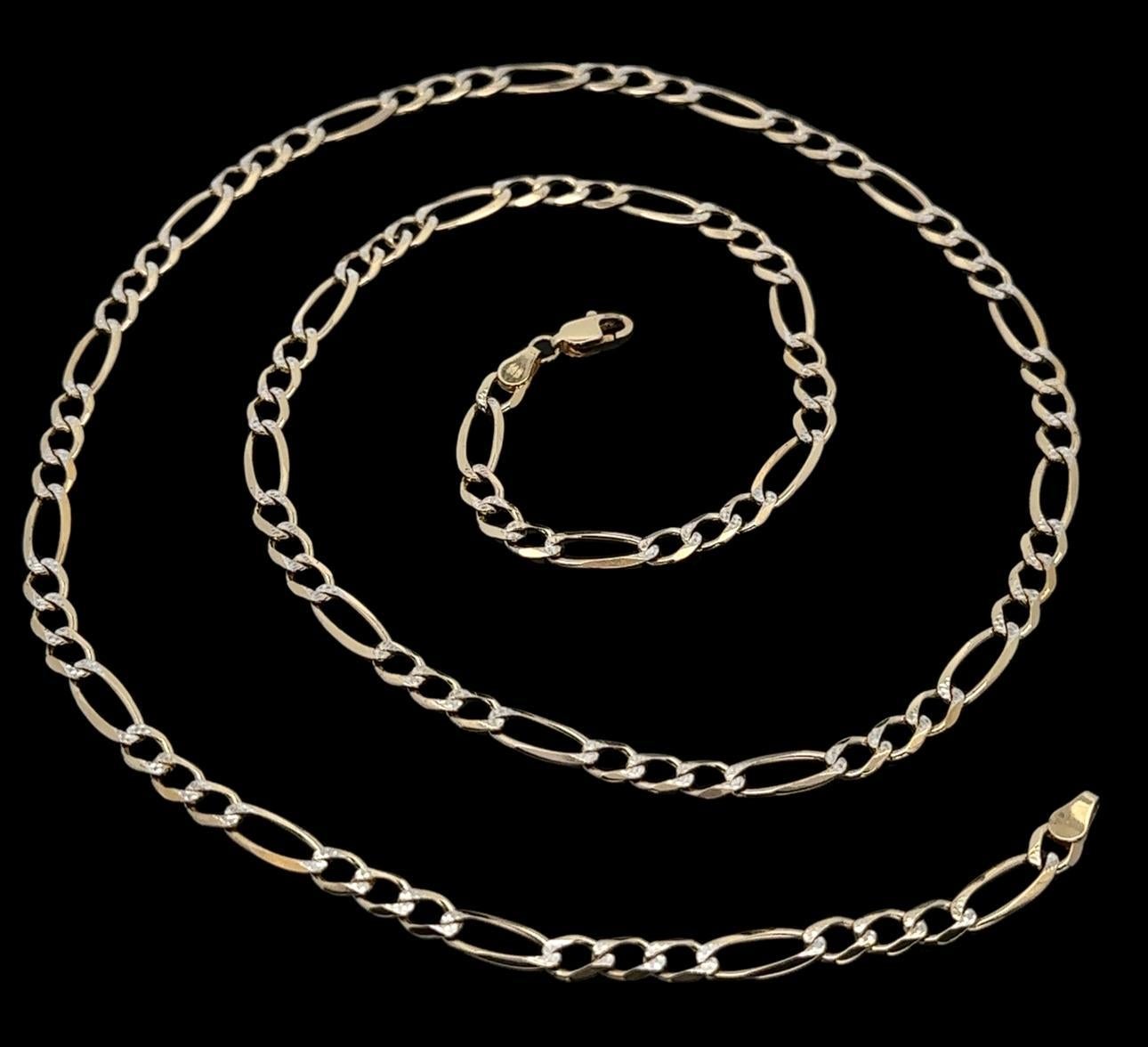 MATERIAL : Or jaune 14k massif 
Poids : 15,3 grammes
Type de chaîne : 24