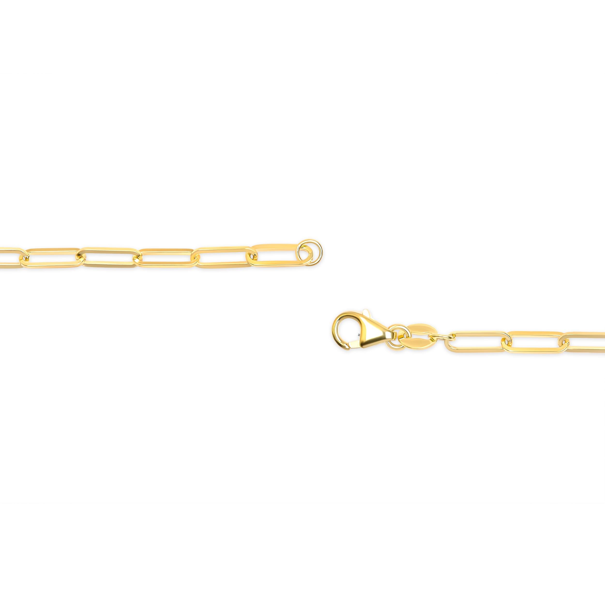 Diese exquisite 14 Karat Gelbgold-Büroklammerkette ist ein zeitloses Meisterwerk, das durch seine Eleganz und Vielseitigkeit besticht. Diese mit viel Liebe zum Detail gefertigte Unisex-Kette mit einer Breite von 2,5 mm und einer Länge von 18 Zoll