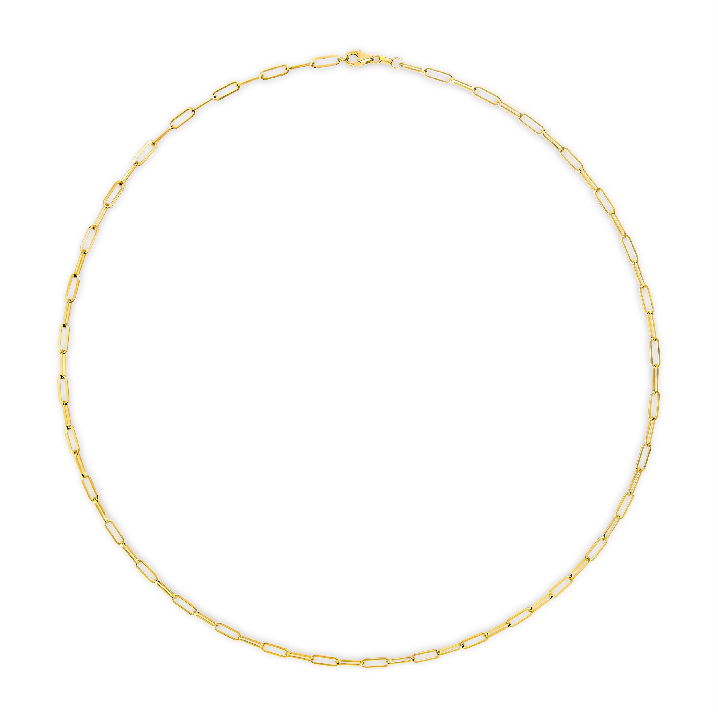 Modern Solid 14K Yellow Gold 2.5mm Paperclip Chain Necklace Unisex 18