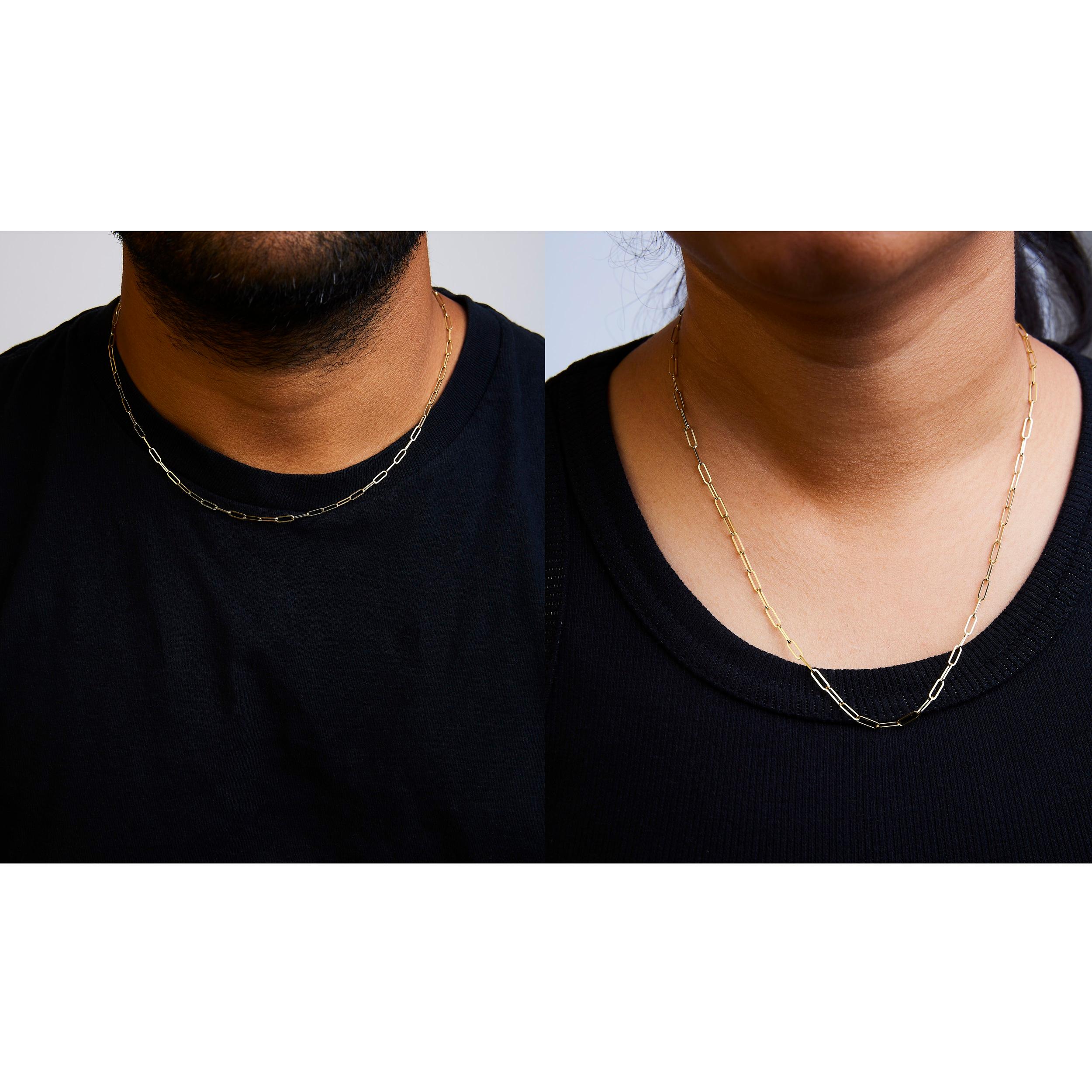 Solid 14K Yellow Gold 2.5mm Paperclip Chain Necklace Unisex 18