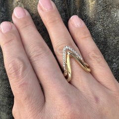 Solid 14k Yellow Gold .30ctw Round Diamond "V" Chevron Ring