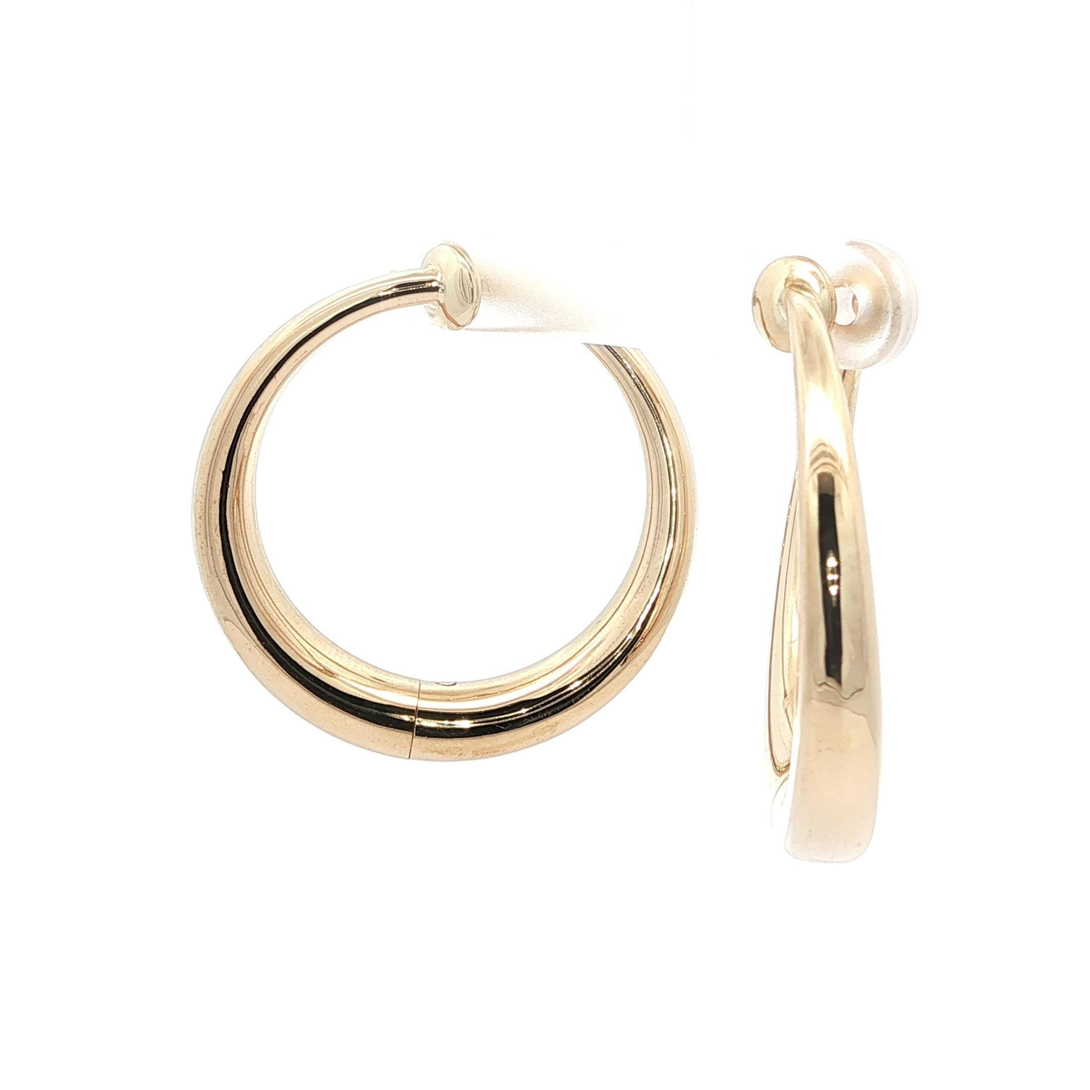 MATERIAL : Or jaune 14K massif 
Poids : 13,2 grammes
Support : Clip mécanique torsadé (oreilles percées NON requises)
Largeur totale : 35,8 mm (1,4