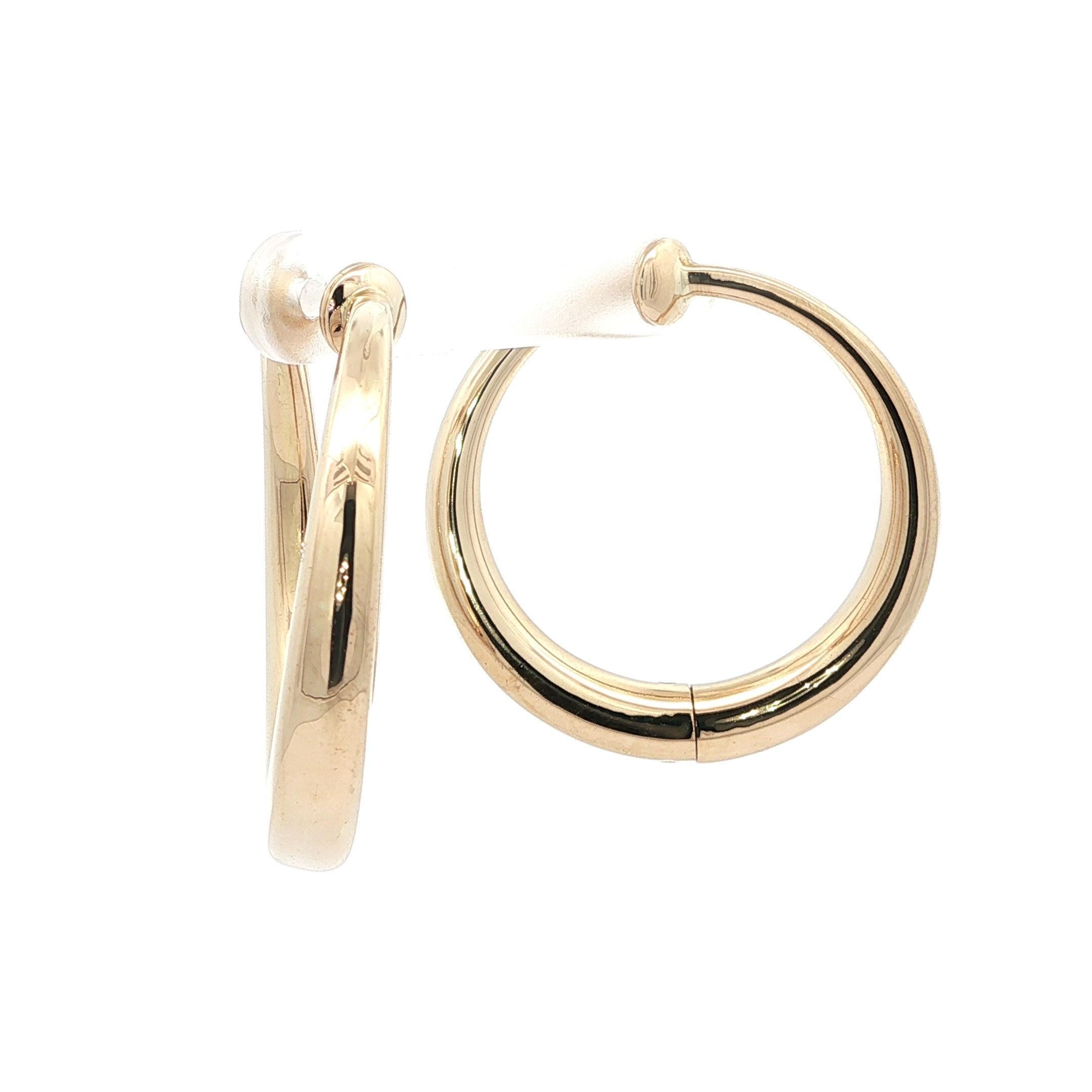 Boucles d'oreilles en or jaune 14k 35.8mm avec charnière et clip mécanique en vente 1