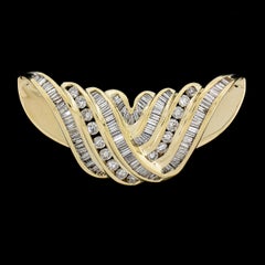 Solid 14K Yellow Gold 3ctw Baguette Cut Diamond Channel Set Large Slide Pendant