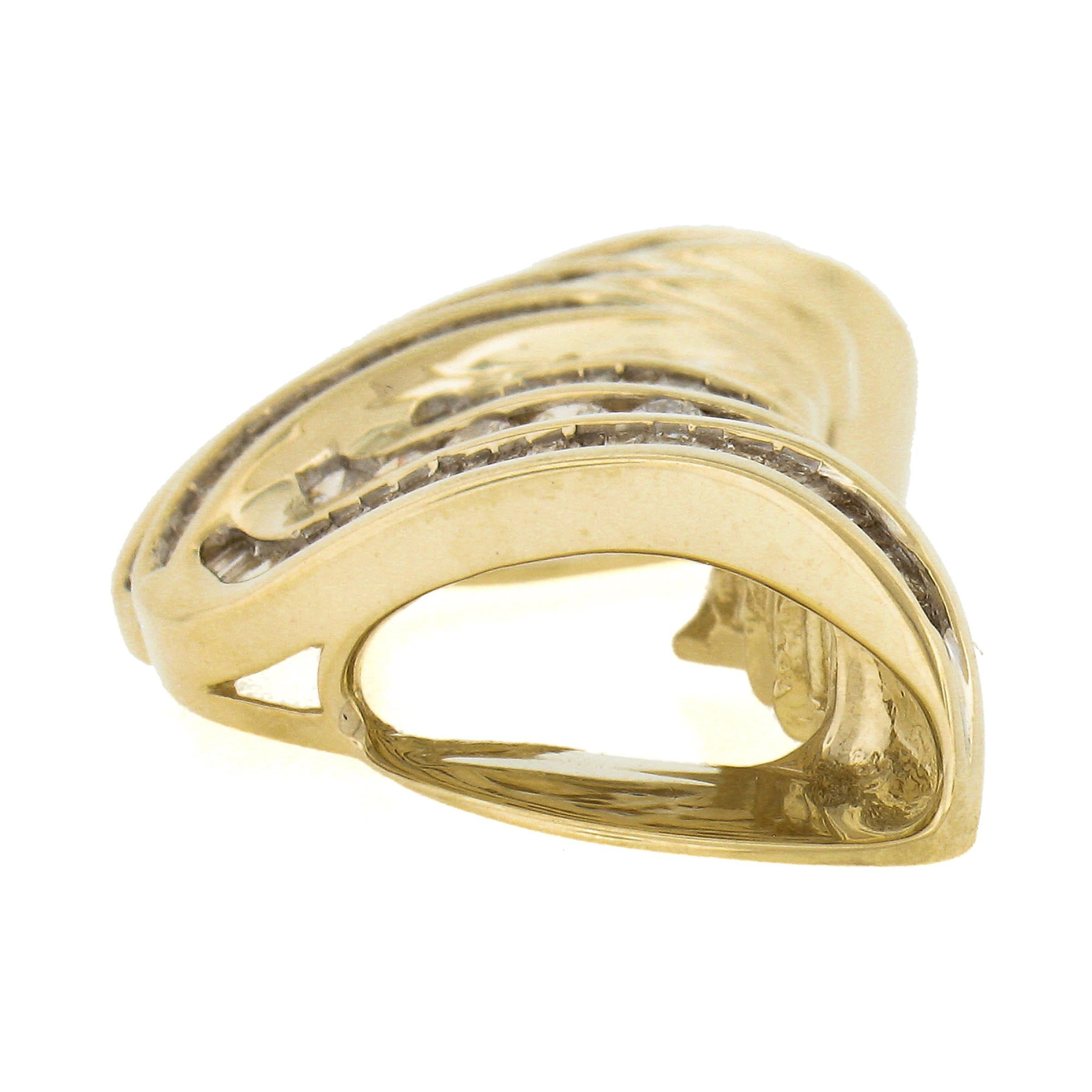 Solid 14K Yellow Gold 3ctw Baguette Cut Diamond Channel Set Large Slide Pendant Damen im Angebot