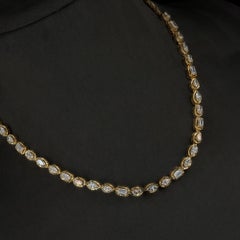 Collana con catena in oro giallo massiccio 14K e diamante naturale da 6,2 G/SI con taglio multiplo